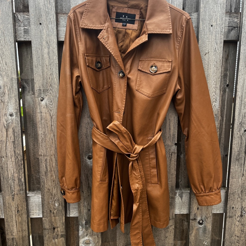 Brown Trench Coat with Tie Waist